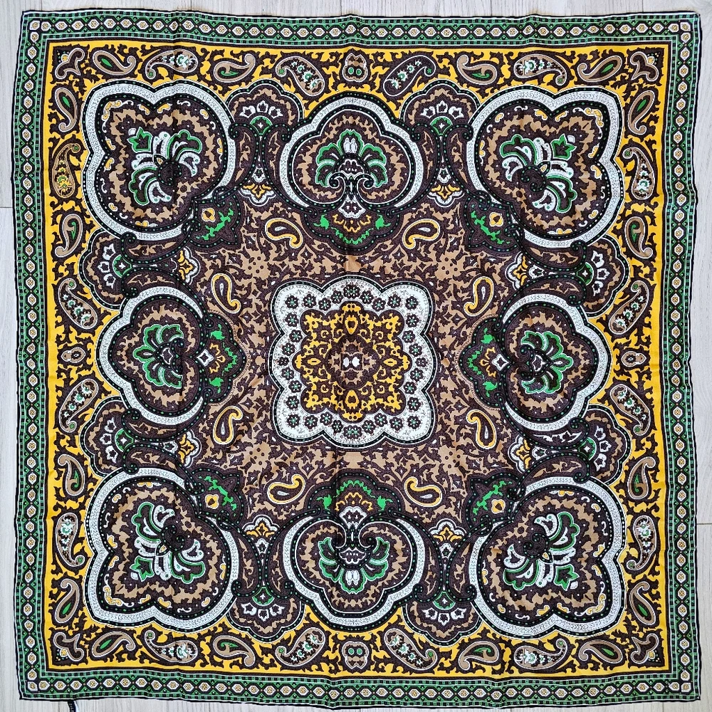 2012 Talbots 100% Silk Elegant Paisley Square Bandana 34